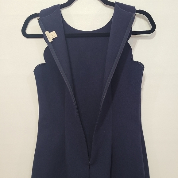 J. Crew Dress Scalloped Mini Laser Cut Navy Blue Wrinkle Free Size 00 - Picture 11 of 16